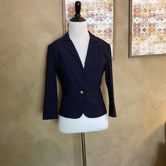 Navy medium blazer with Lacy back - Picture 3 of 8